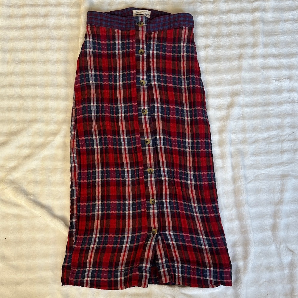 Urban Outfitters Red and Blue Plaid Pencil Skirt